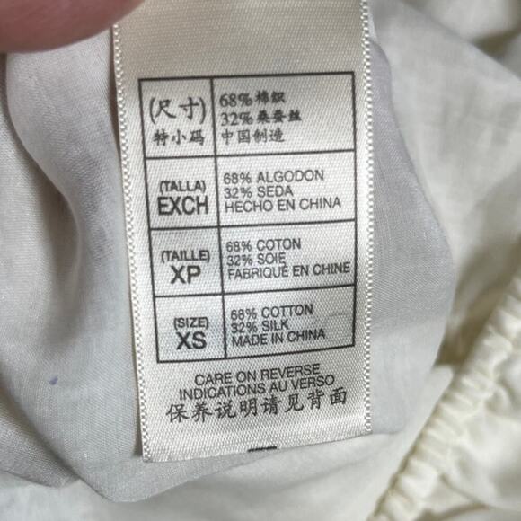 Max Studio Peasant Blouse XS Ivory Cotton Silk Poet Sleeve Boho Romantic Top - Picture 9 of 12